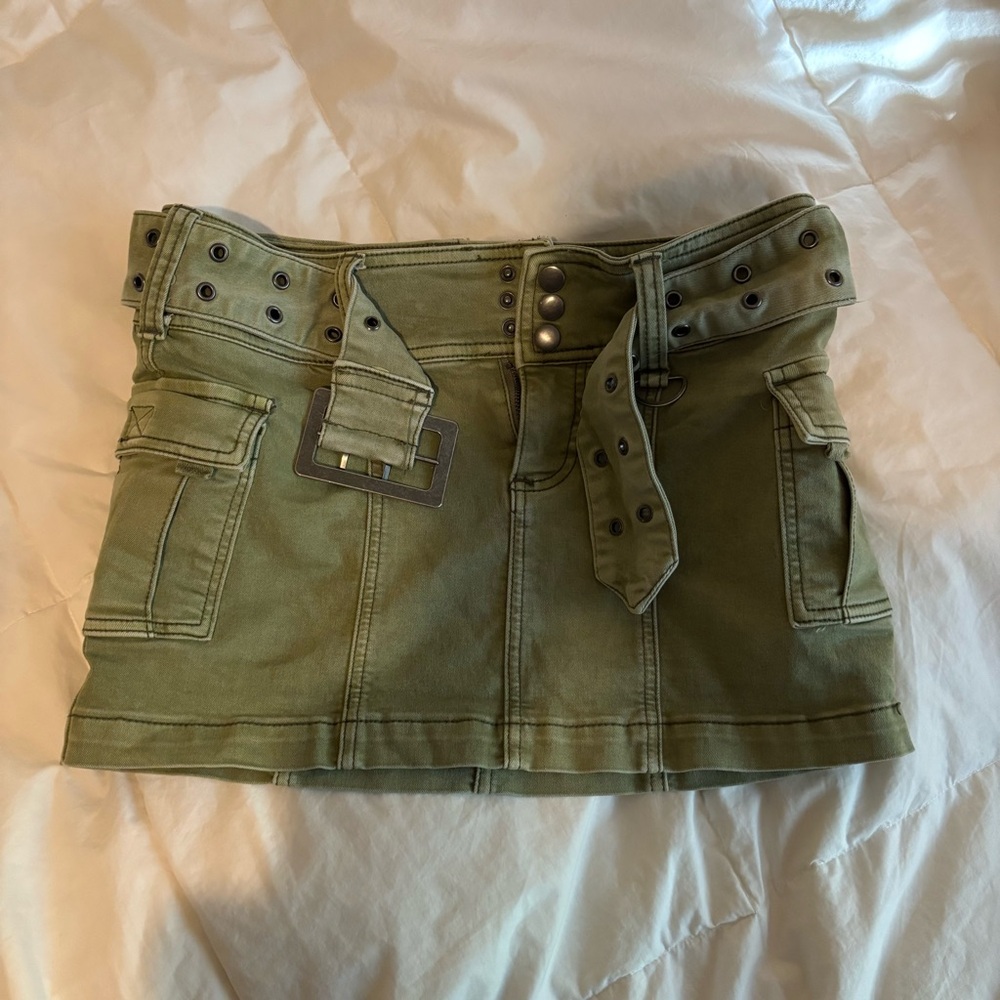 Urban Outfitters dark green studded mini skirt
